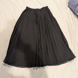 ASOS Black A-Line Pleated Midi Skirt